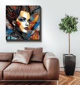 Sketchy Strokes art piece displayed in a modern living room